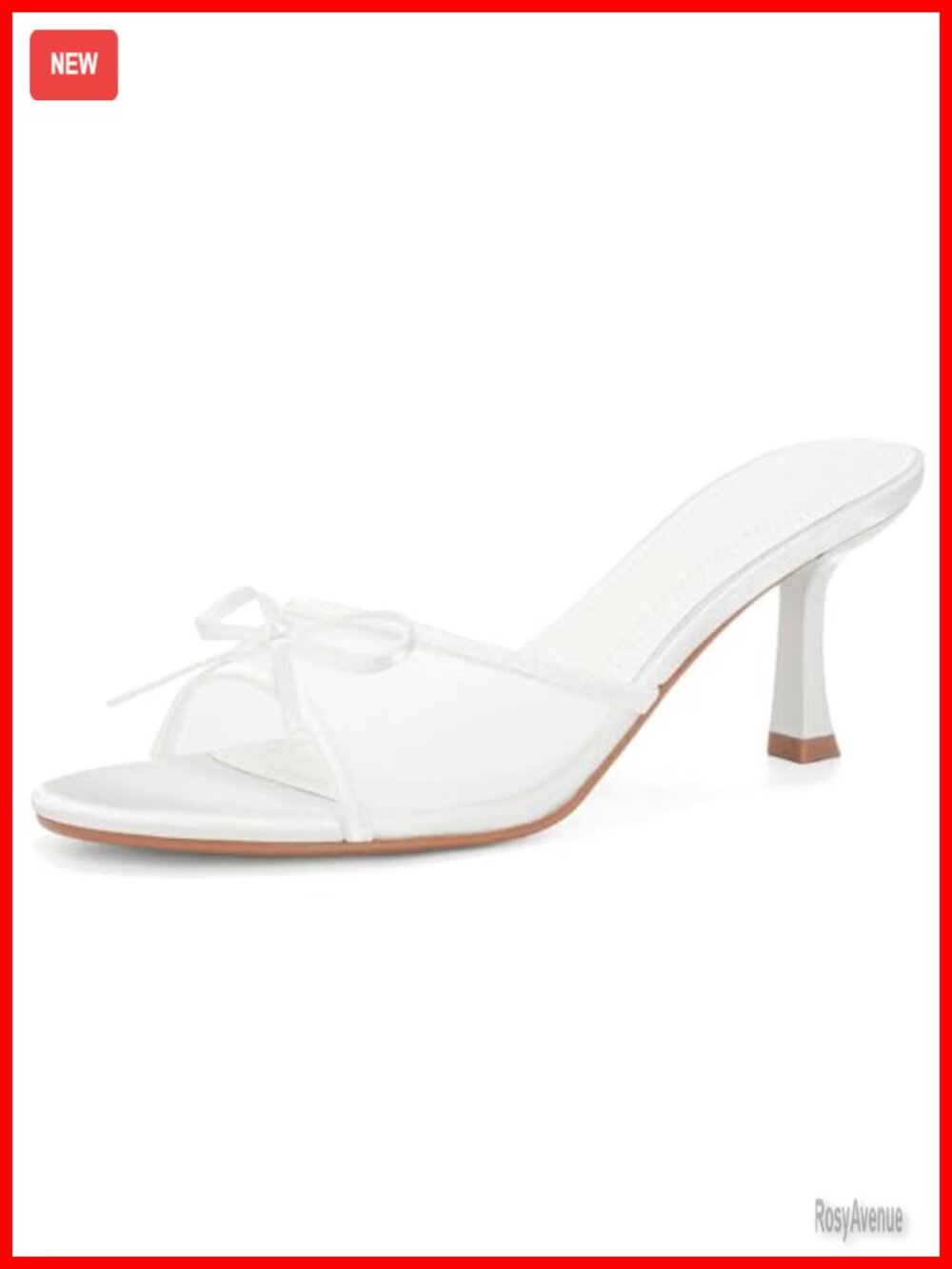 Women's Kitten Heels Open Round Toe Slip On Faux Leather Mid Heeled Sandals